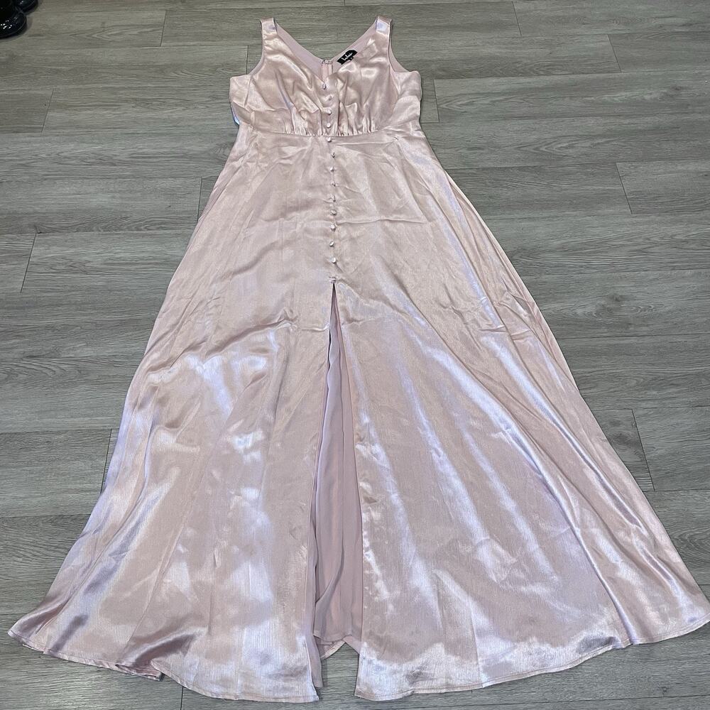 Lulus Maxi Slip Dress Satin Lined Babydoll XL Wedding Guest Party Flowy Party